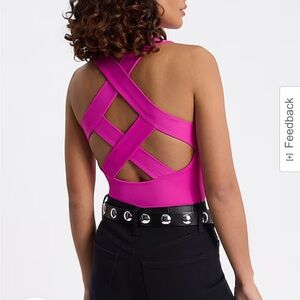 Express Body Contour High Compression High Neck Strappy Back Bodysuit